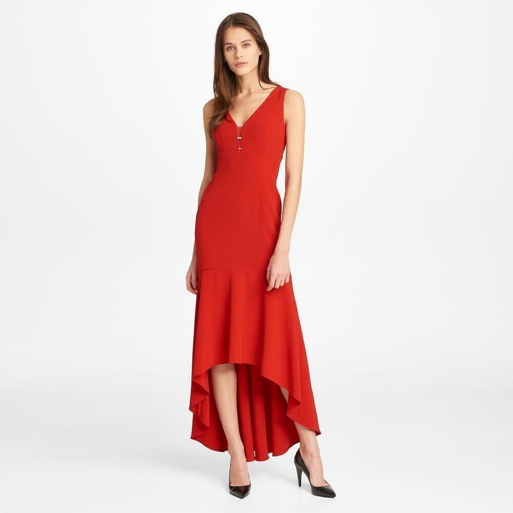 Elegant Red Sleeveless HighLow Dress